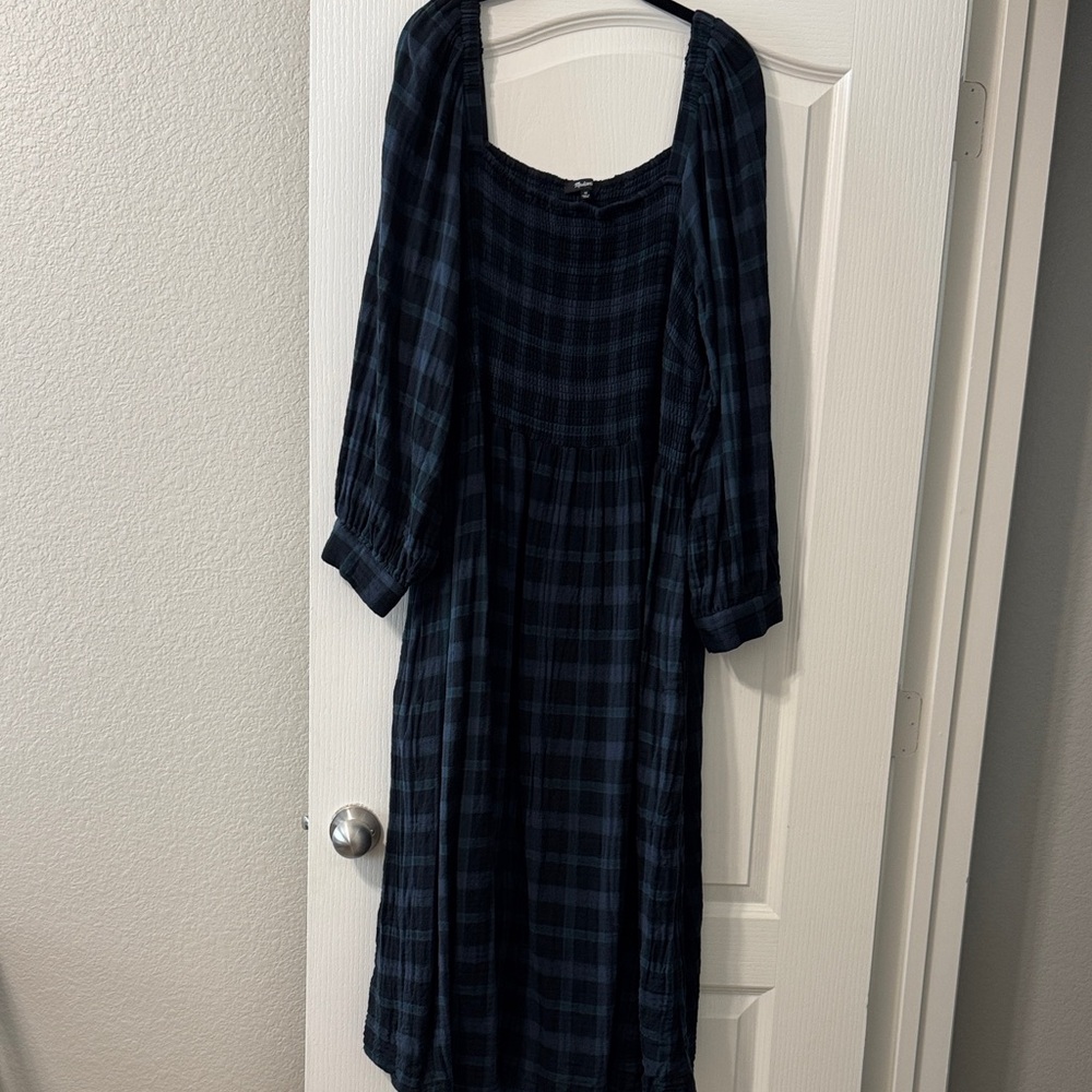 Madewell 3X Elegant Navy Plaid Dress